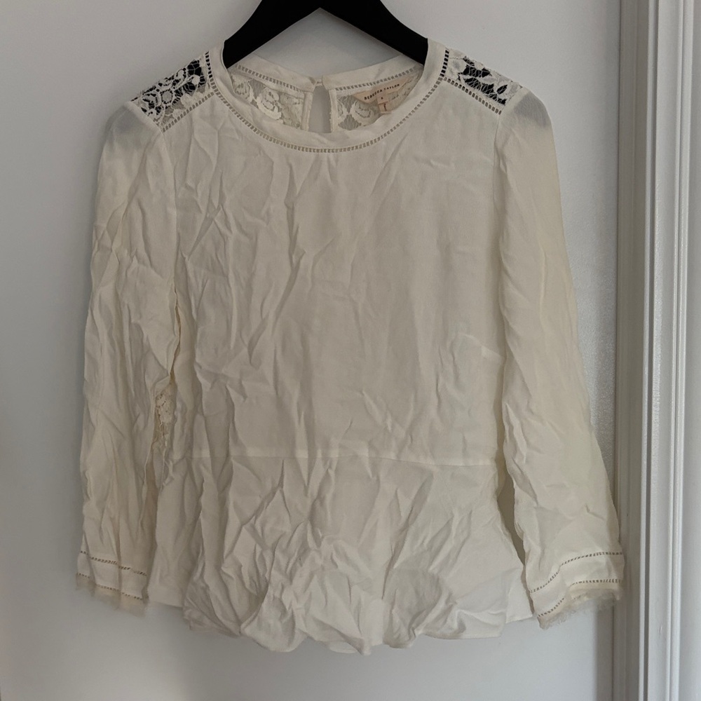 Rebecca Taylor Ivory Lace Detail Blouse